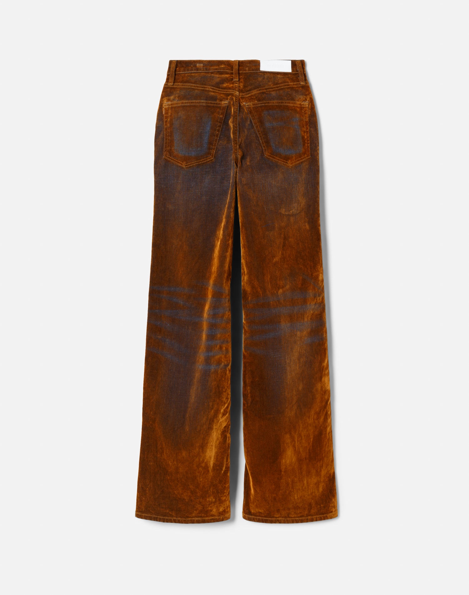 Ultra high waist 70's wide flare jeans - Distressed Amber Flock