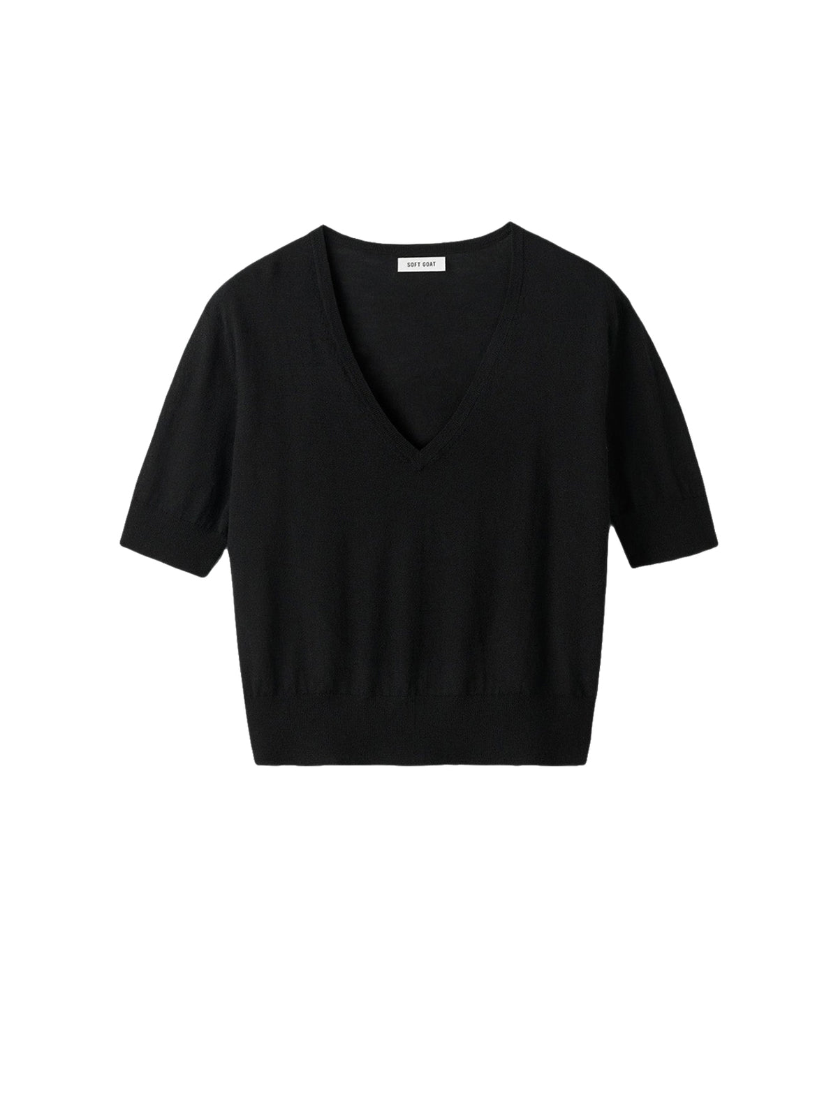 Featherlight V-neck cashmere top - Black