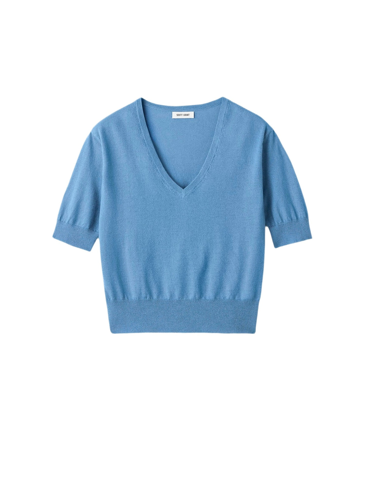 Featherlight V-neck cashmere top - Blue
