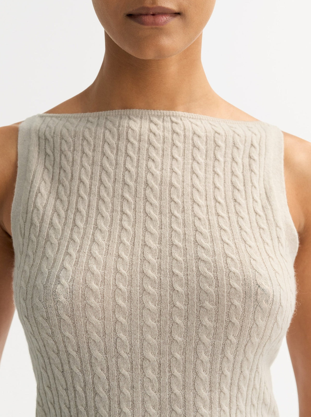 Débardeur à maille torsadée en cachemire - Beige