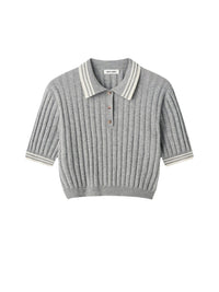 Polo rayé en cachemire - Gris
