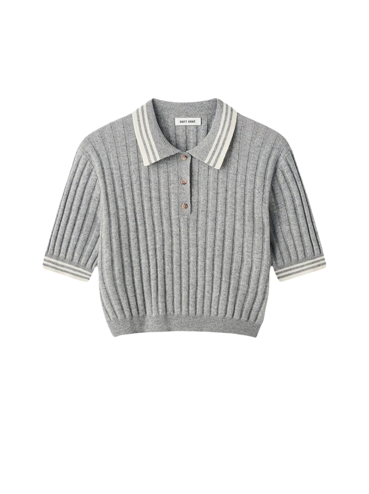 Polo rayé en cachemire - Gris