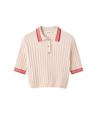 Striped cashmere polo shirt - Pink