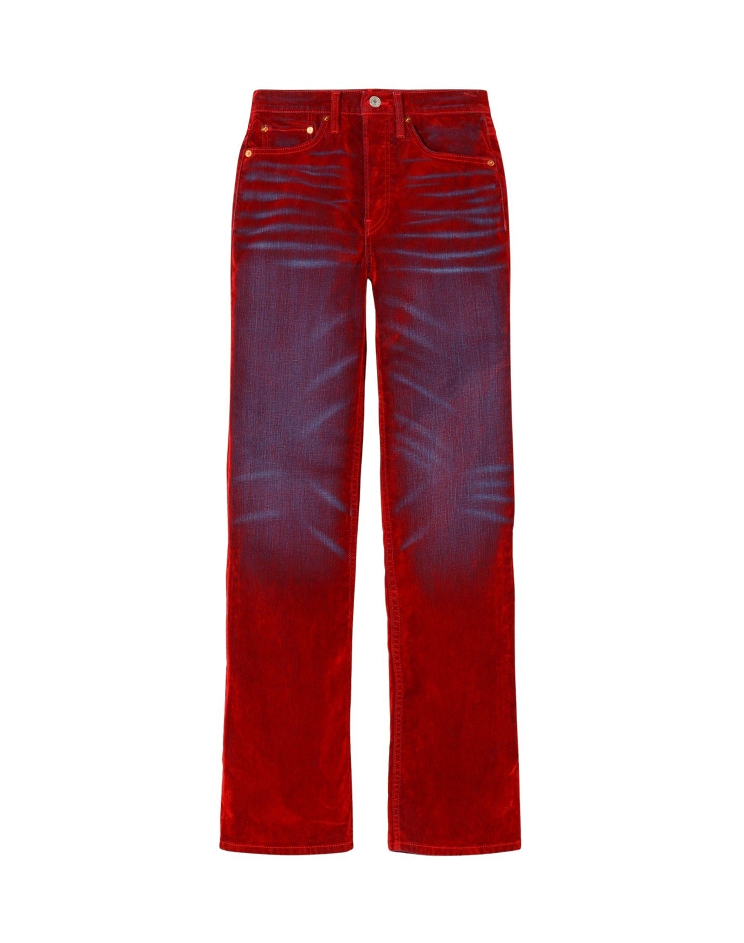 Jean bootcut 70's - Distressed Red Flocked