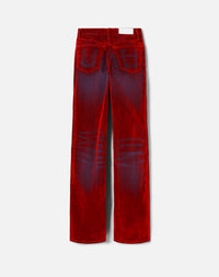 Jean bootcut 70's - Distressed Red Flocked