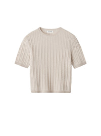 Cashmere cable-knit top - Beige