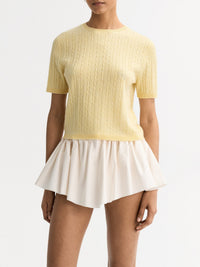 Top maille torsadée en cachemire - Jaune