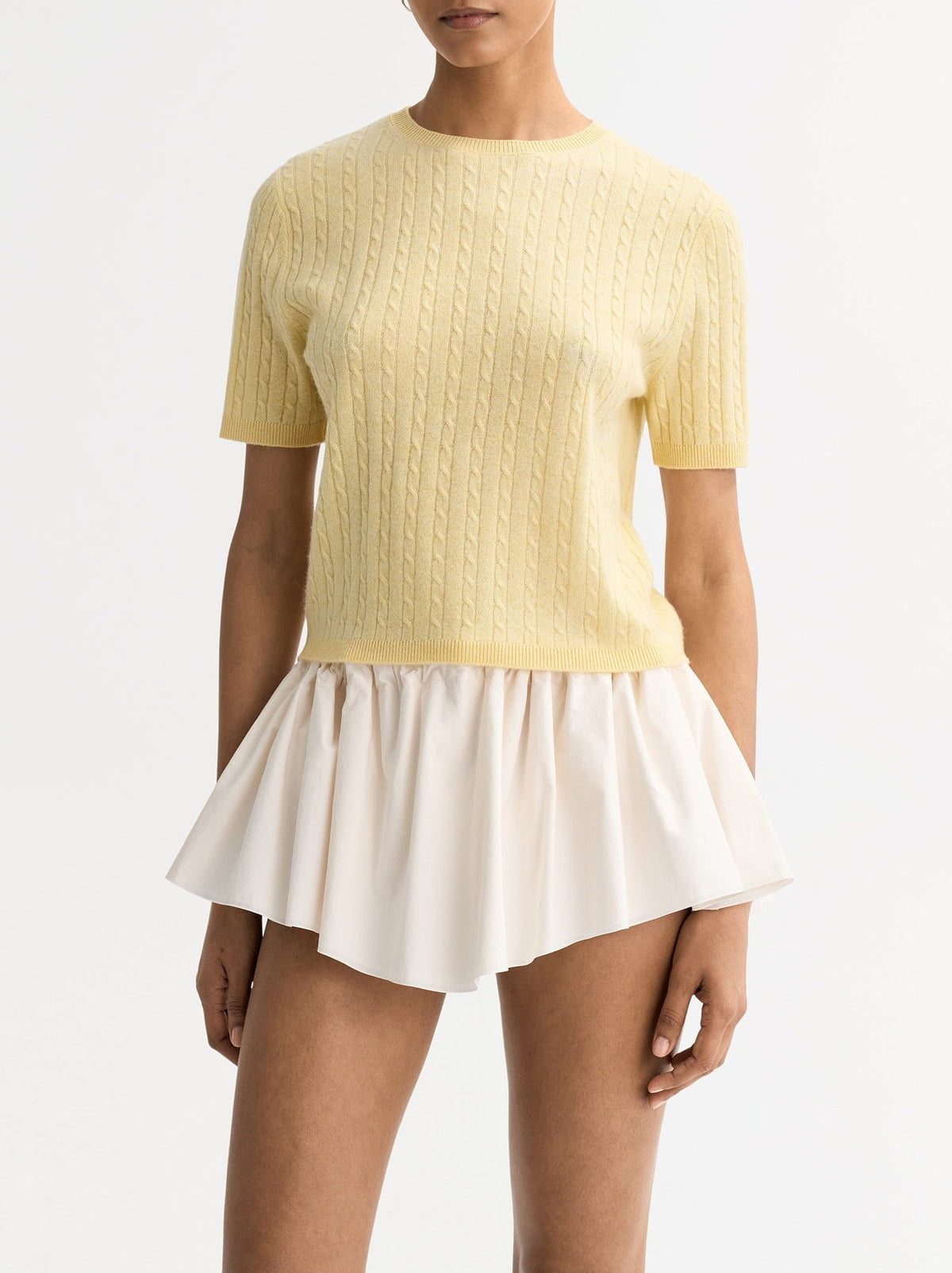 Top maille torsadée en cachemire - Jaune