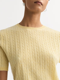 Top maille torsadée en cachemire - Jaune