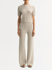 Cashmere cable-knit top - Beige