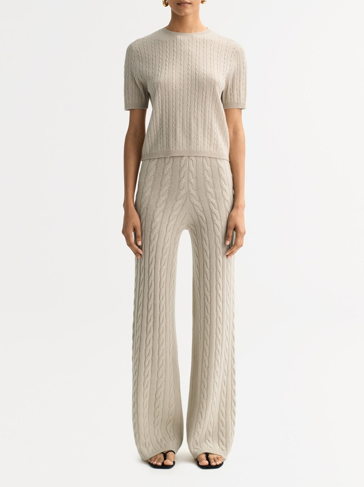 Cashmere cable-knit top - Beige