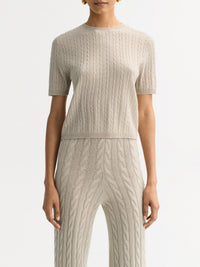 Cashmere cable-knit top - Beige