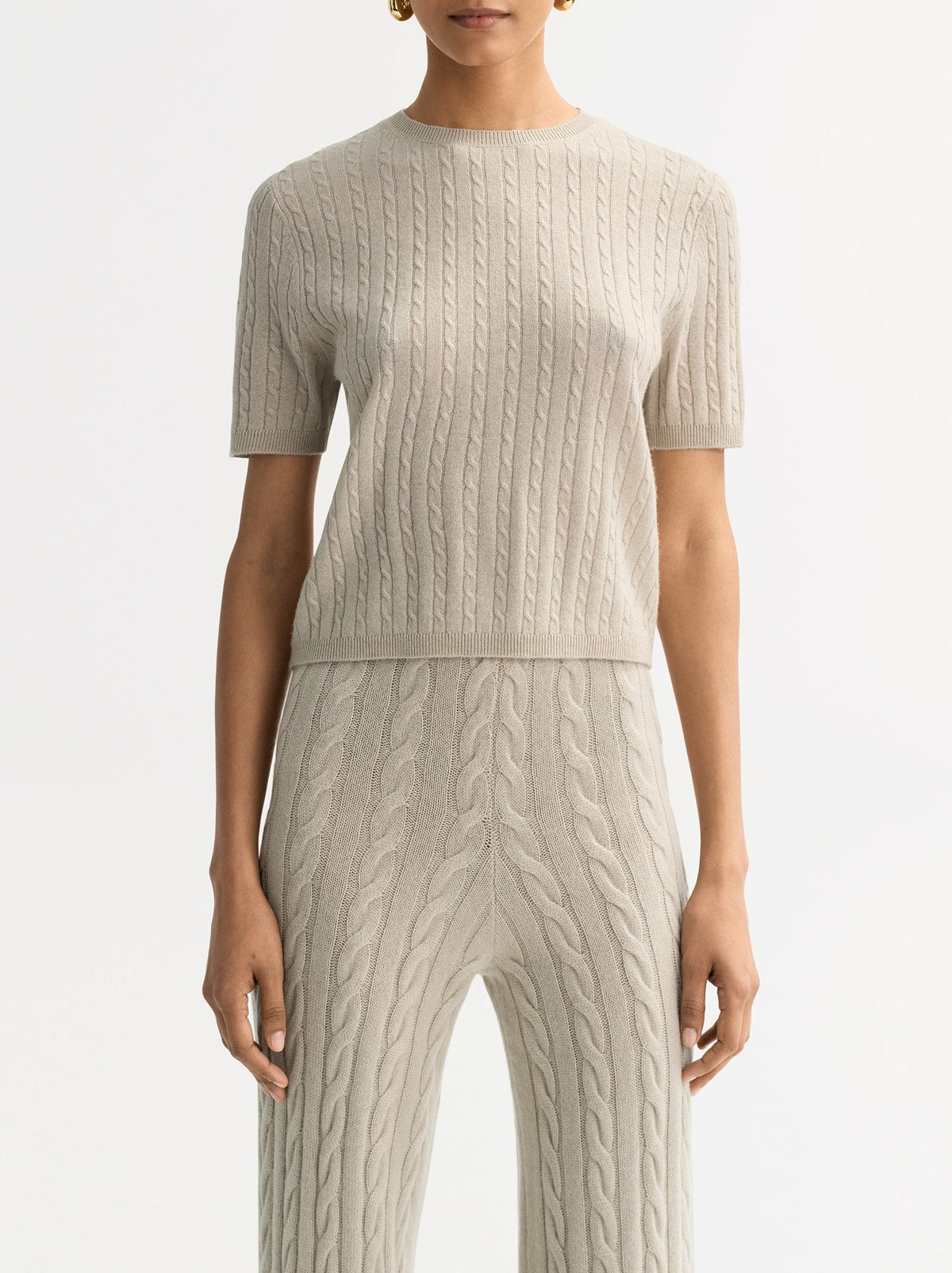 Cashmere cable-knit top - Beige