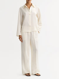 Chemise en laine et soie mélangé - Blanc