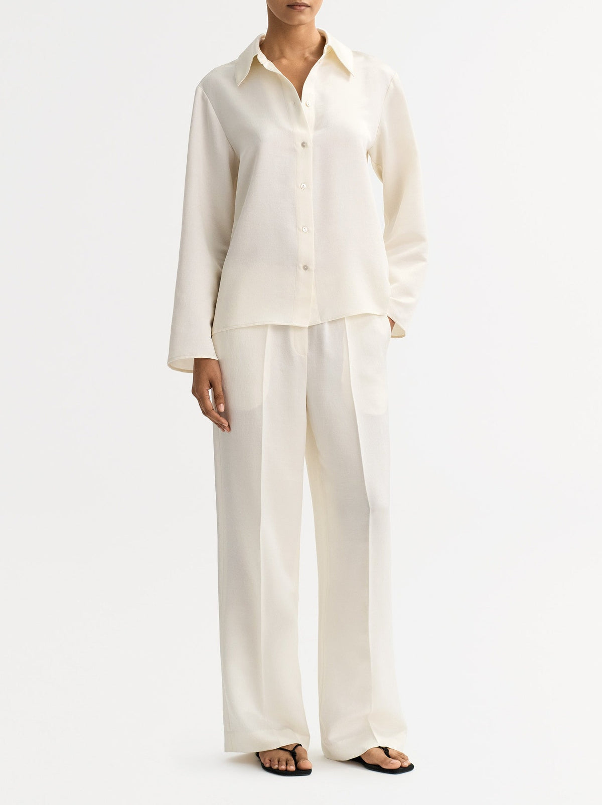 Chemise en laine et soie mélangé - Blanc