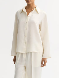 Chemise en laine et soie mélangé - Blanc
