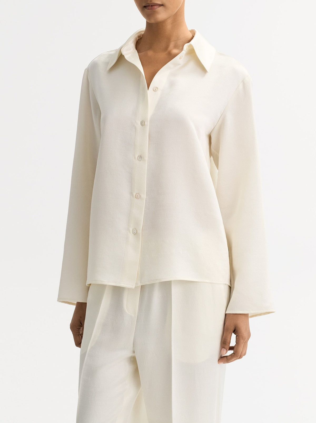 Chemise en laine et soie mélangé - Blanc