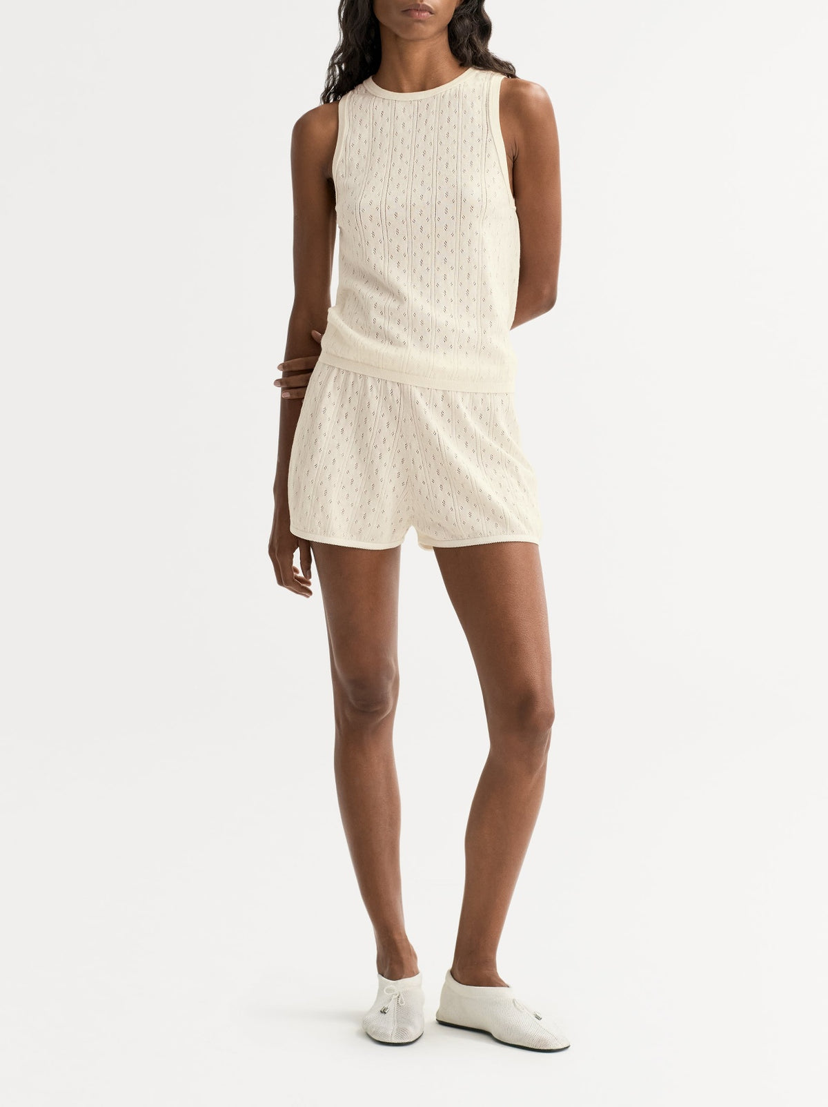 Blended cashmere shorts - White