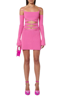 Kimberly short dress embellished with rhinestones - Pink