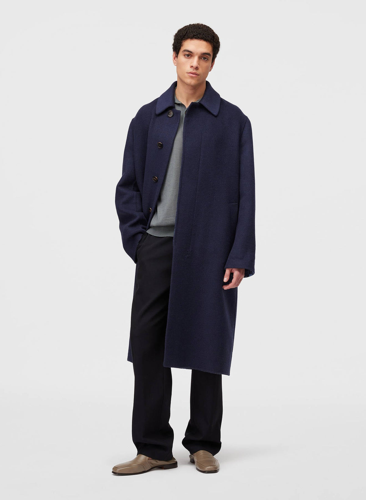 NAVY AND SKY DOUBLE JACQUARD COAT