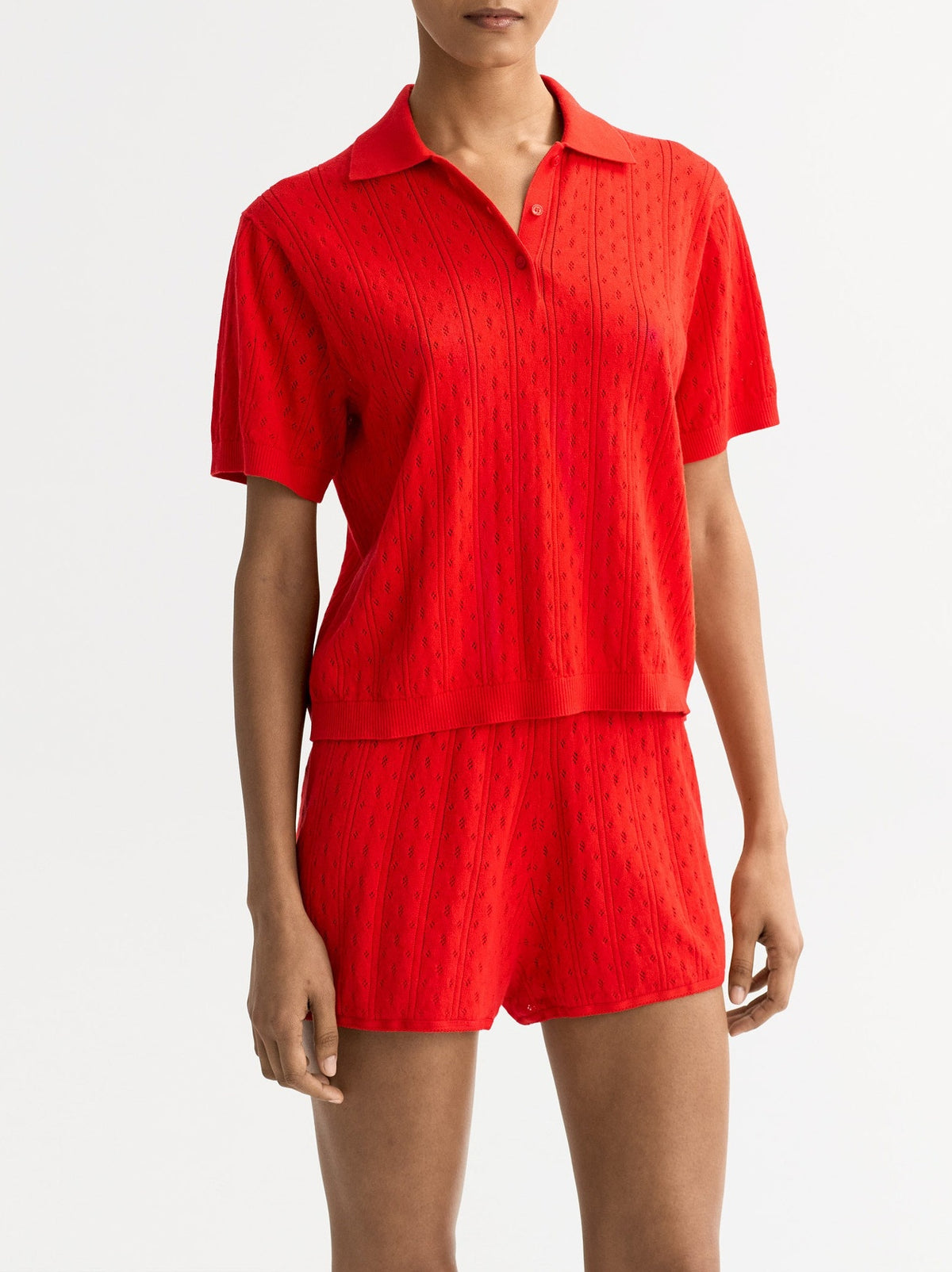 Polo en cachemire mélangé - Rouge