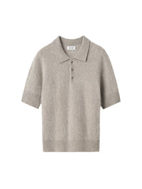 Brushed cashmere polo shirt - Grey