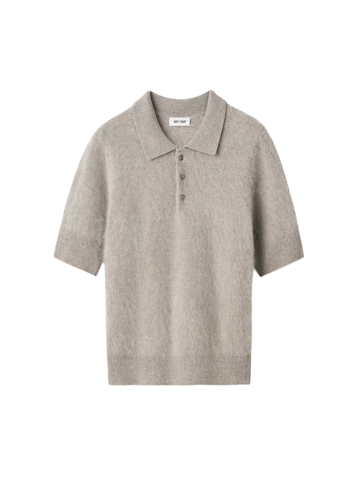 Brushed cashmere polo shirt - Grey