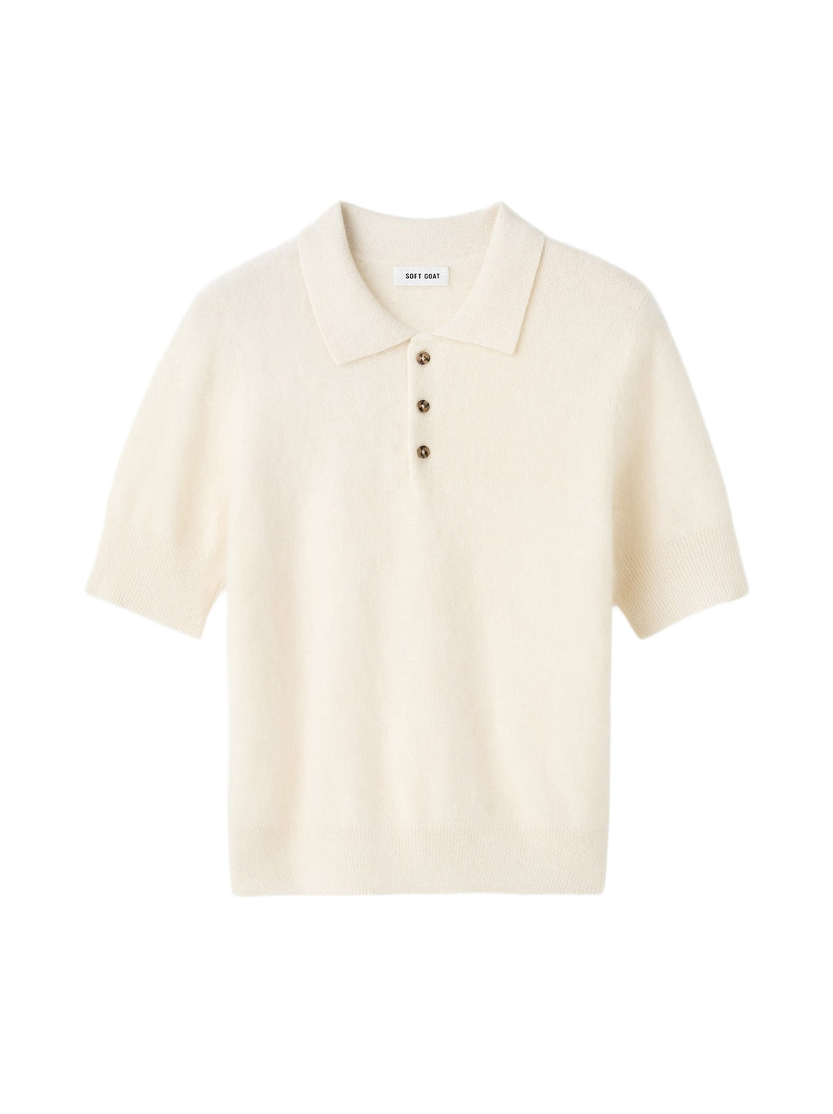 Polo brossé en cachemire - Blanc