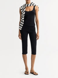 Pantalon capri en soie mélangé - Noir