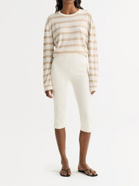 Pantalon capri en soie mélangé - Blanc