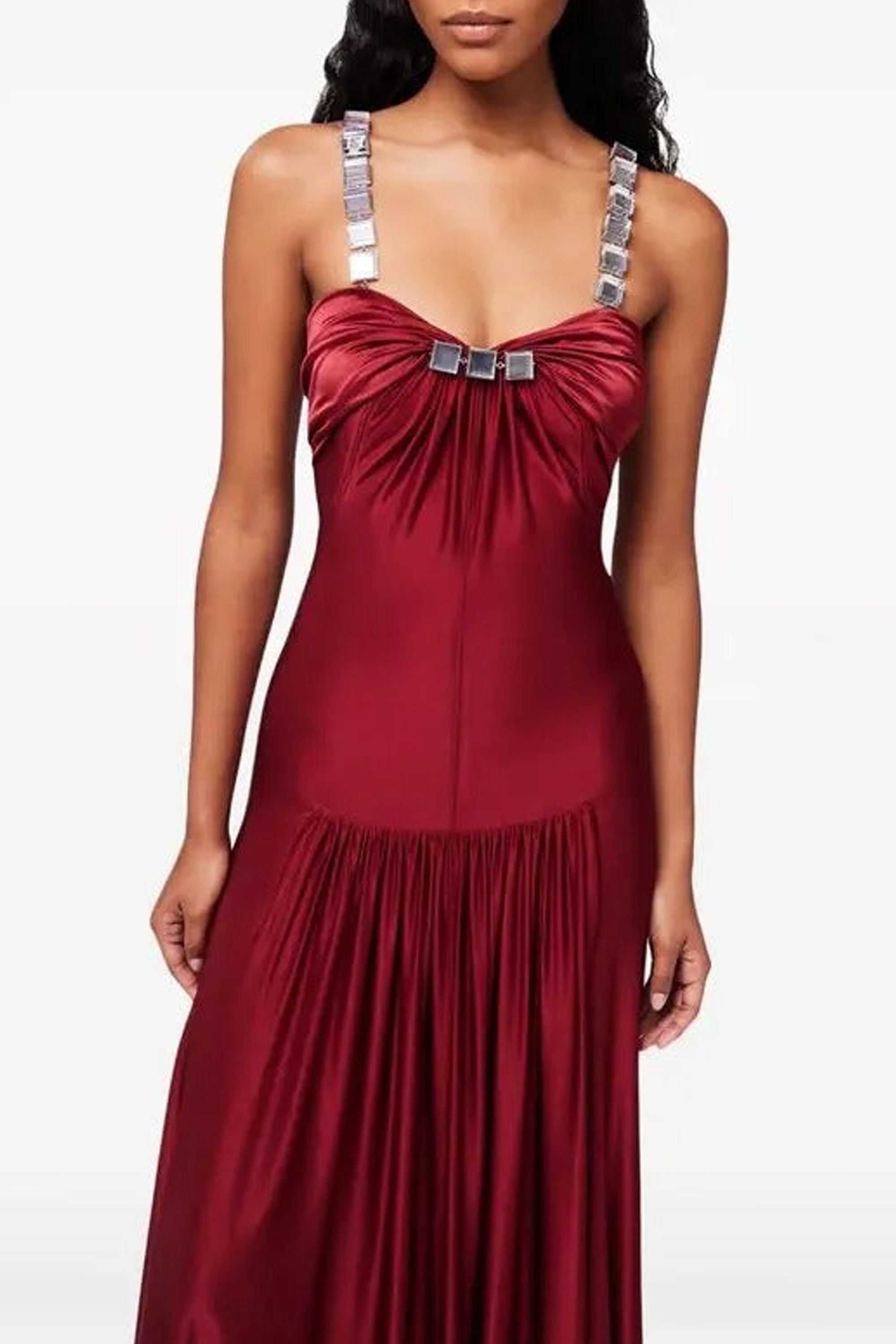 Robe longue drapée à ornements - Ruby Red