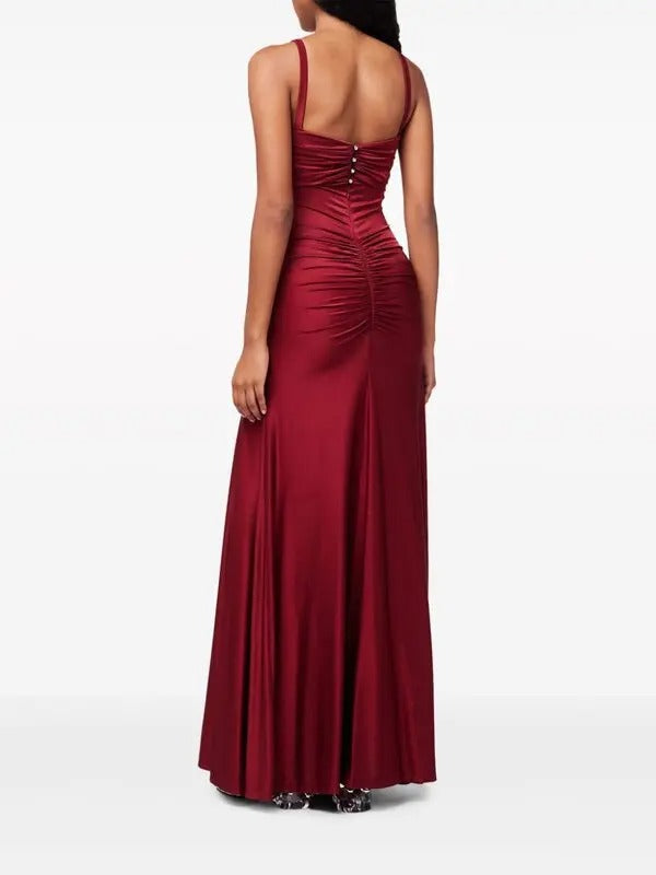 Robe longue drapée à ornements - Ruby Red