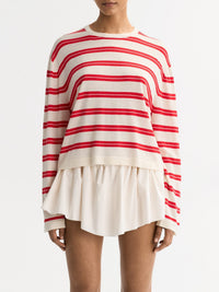 Round-neck jumper in a silk and cashmere blend - Red