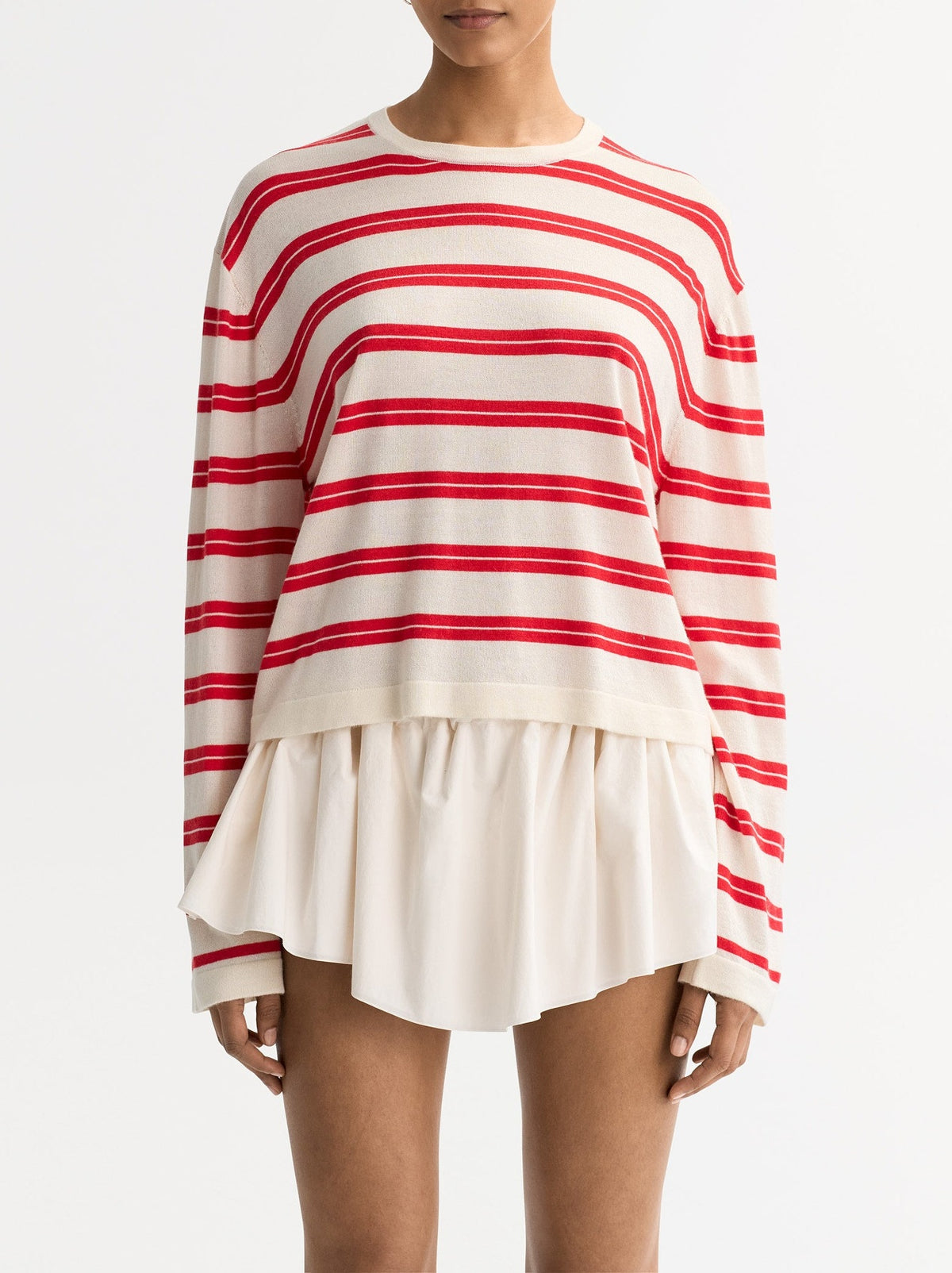 Round-neck jumper in a silk and cashmere blend - Red