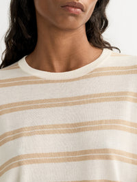 Pull col rond en soie et cachemire mélangé - Beige