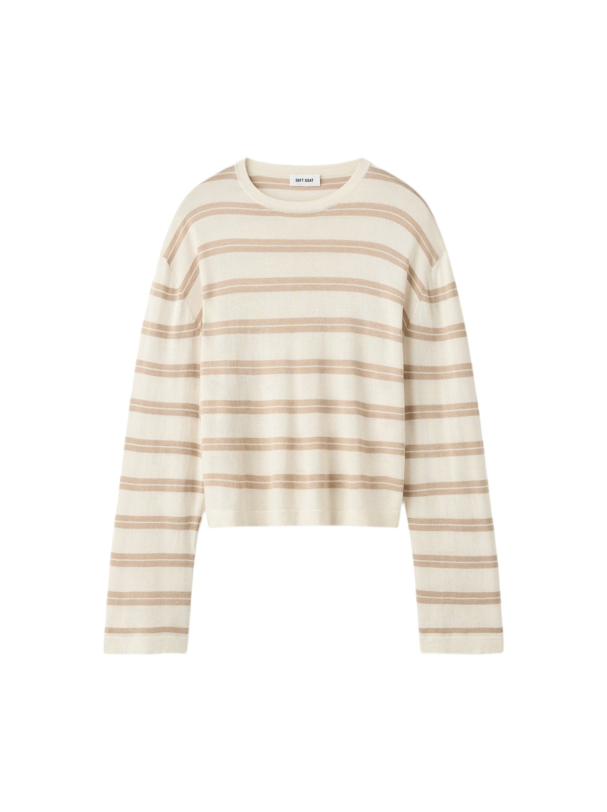 Pull col rond en soie et cachemire mélangé - Beige