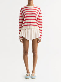 Round-neck jumper in a silk and cashmere blend - Red