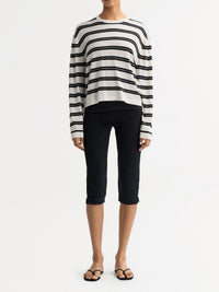Pull col rond en soie et cachemire mélangé - Noir