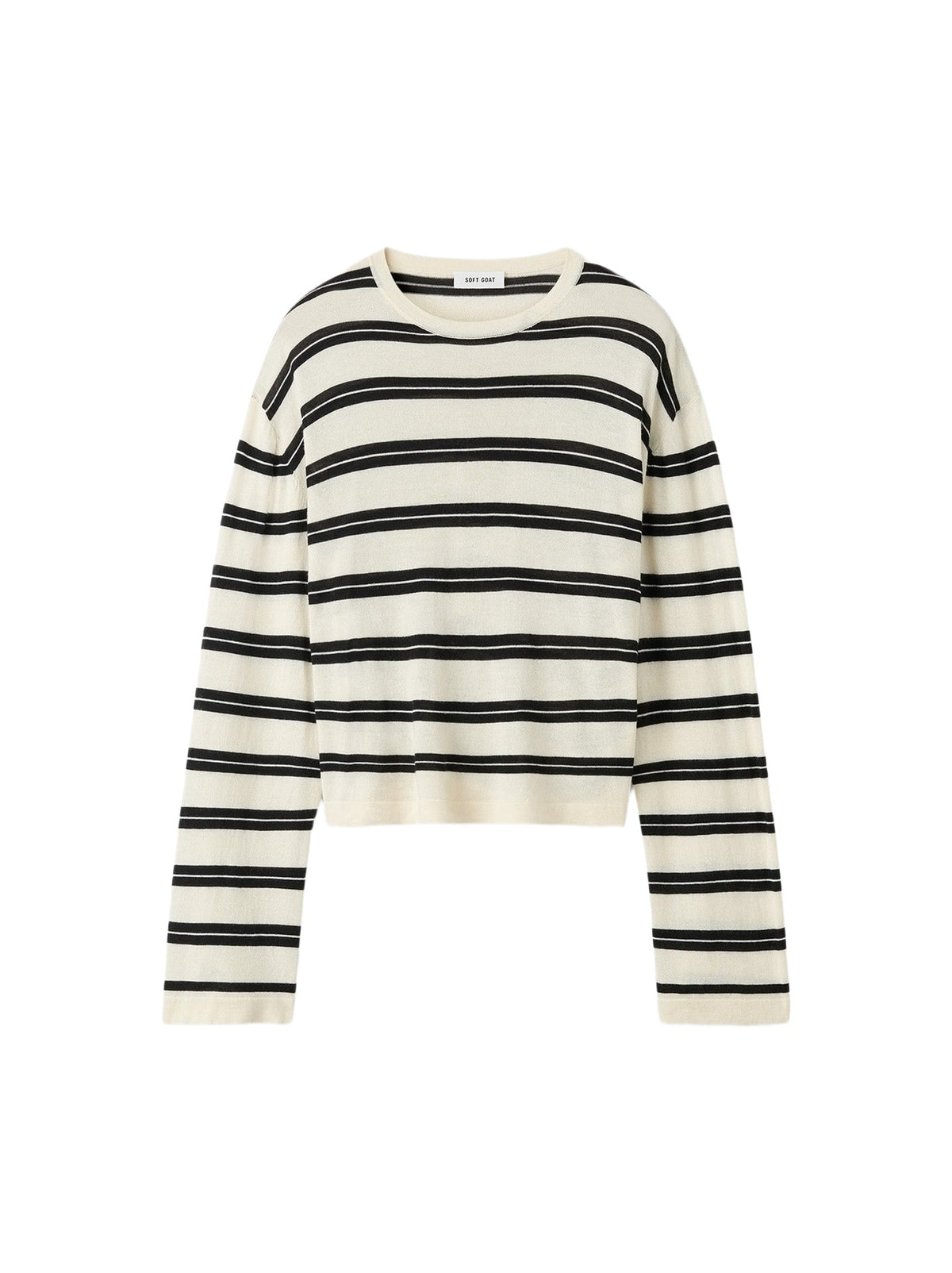 Pull col rond en soie et cachemire mélangé - Noir