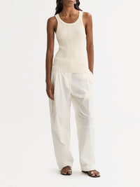 Ribbed silk-blend tank top - White