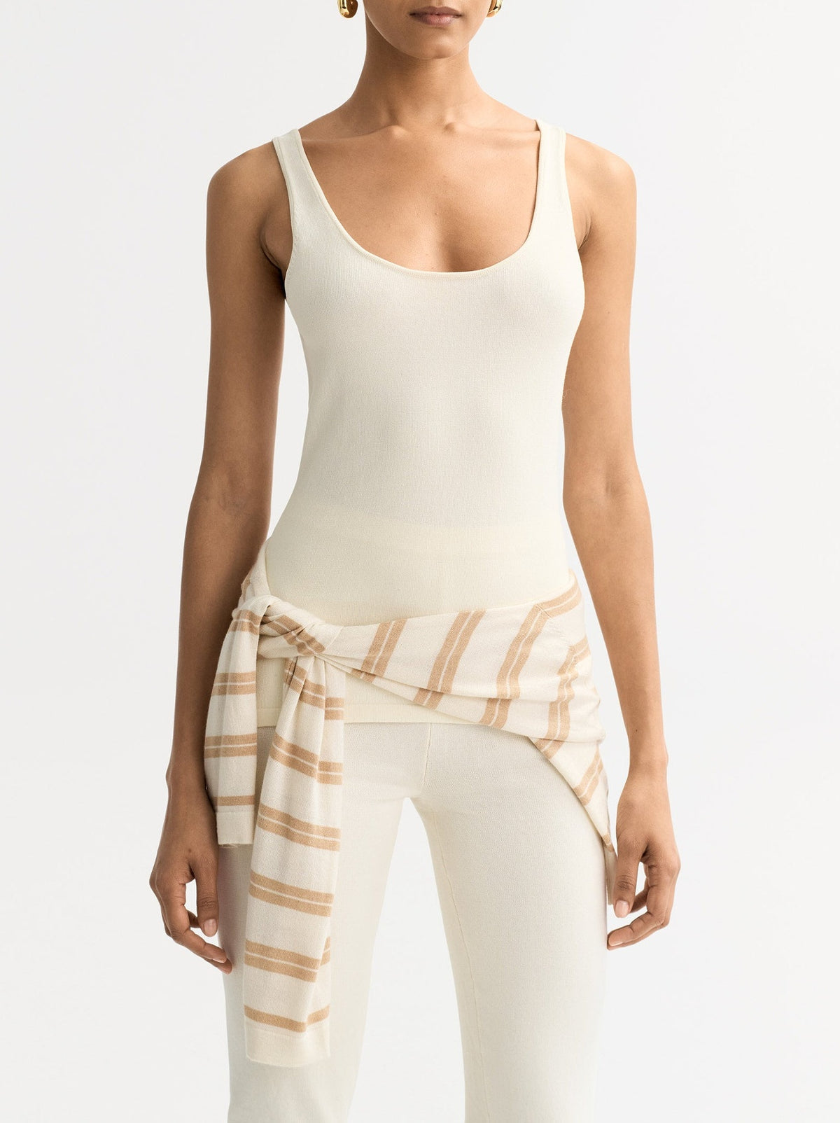 Blended silk tank top - White