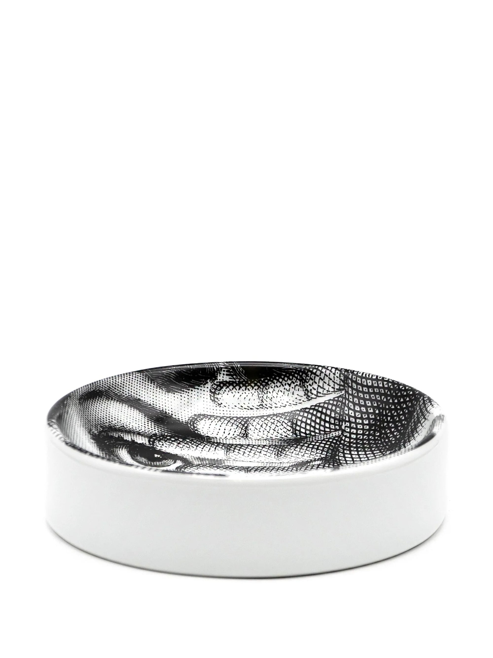 Tema e Variazioni n°154 round porcelain ashtray - Black & White