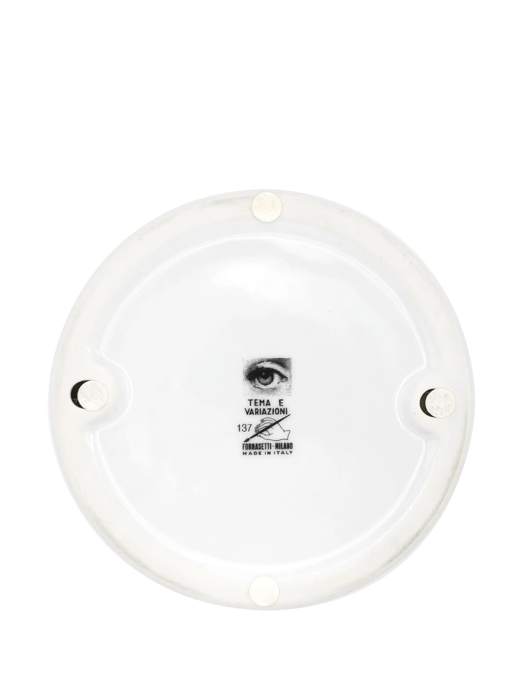 Tema e Variazioni n°137 round porcelain ashtray - Black & White