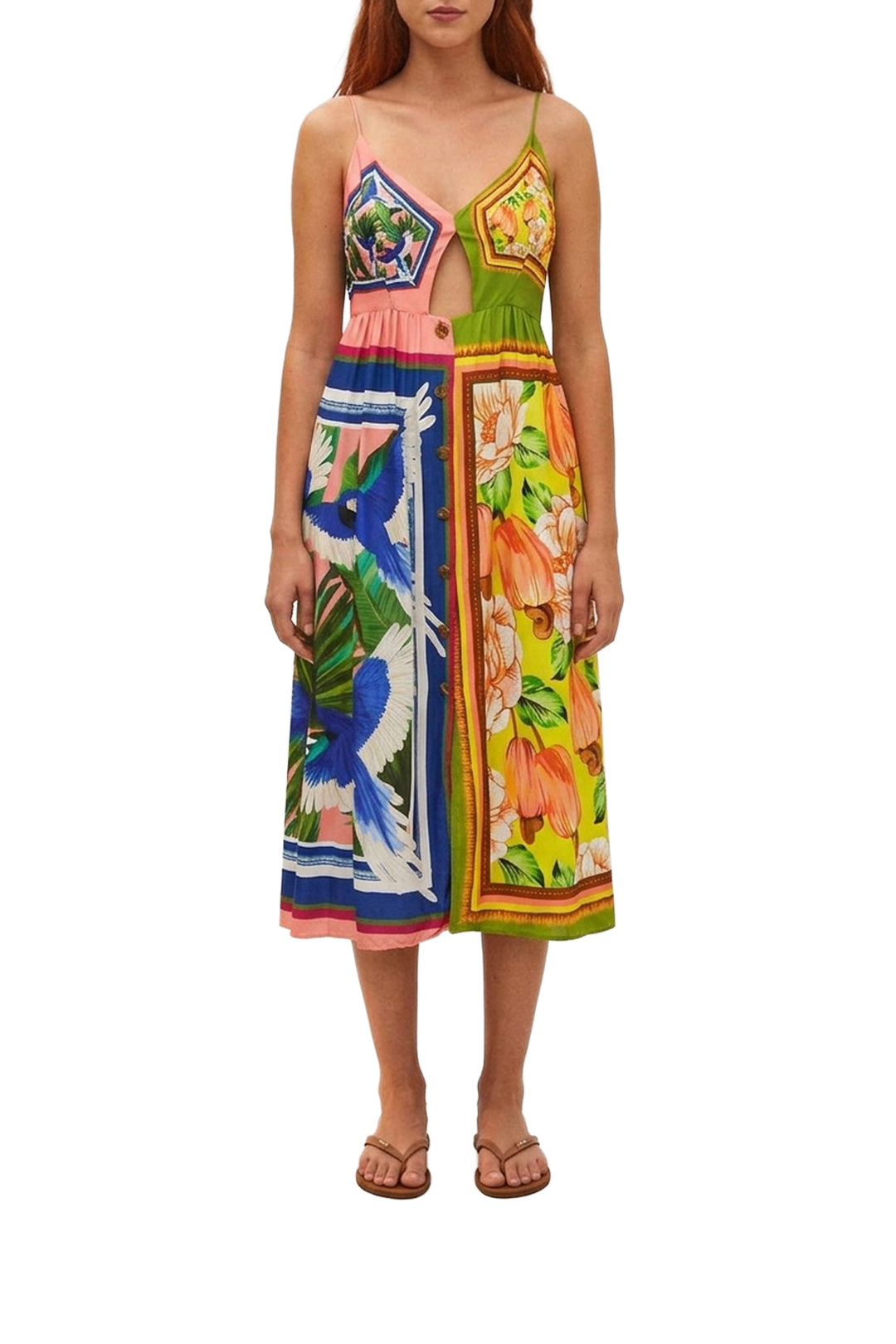 Double scarf midi dress - Multicolour
