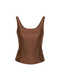 TAN CORSETED TANK TOP