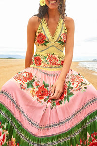 Robe longue Manuela Floral - Jaune