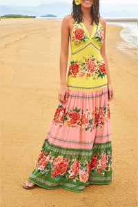 Robe longue Manuela Floral - Jaune