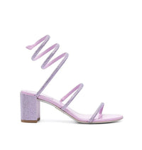 Sandales à talons Cleopatra 60 à strass en satin - Mauve & Violet