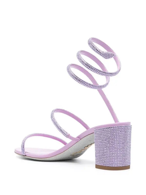 Sandales à talons Cleopatra 60 à strass en satin - Mauve & Violet