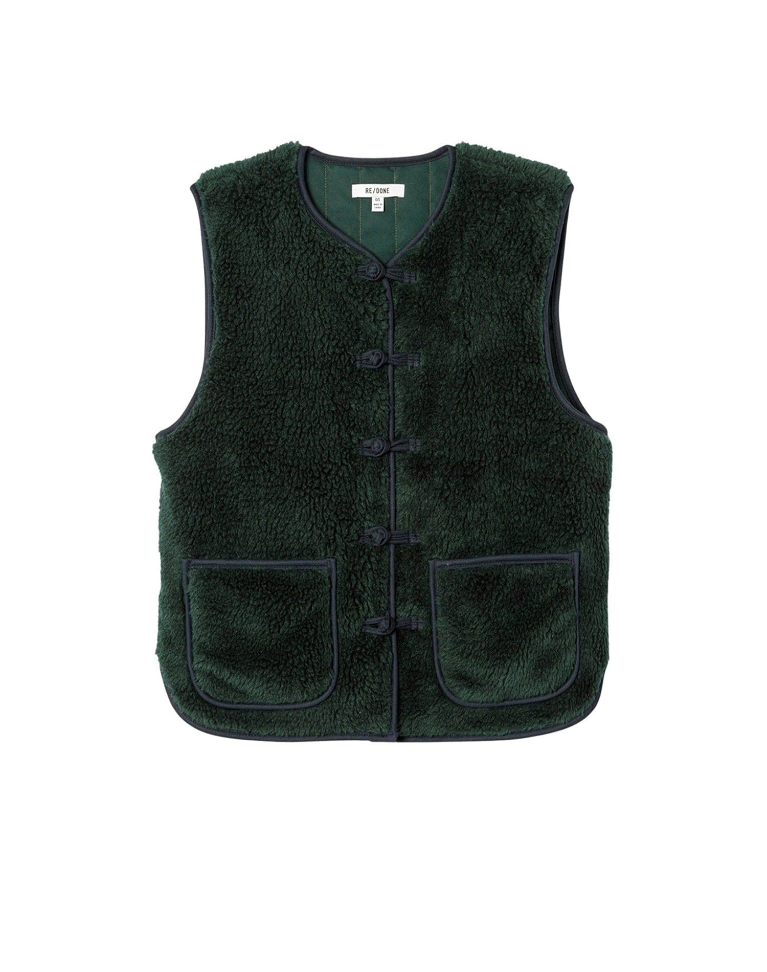 Sleeveless Sherpa jacket with front bows - Evergreen